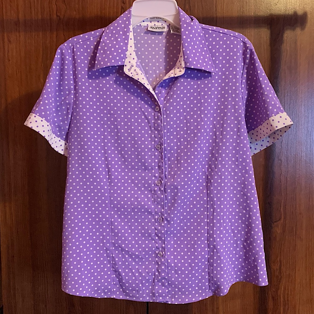 Apparenza Vintage 80s/90s Polka Dot Button Down Blouse